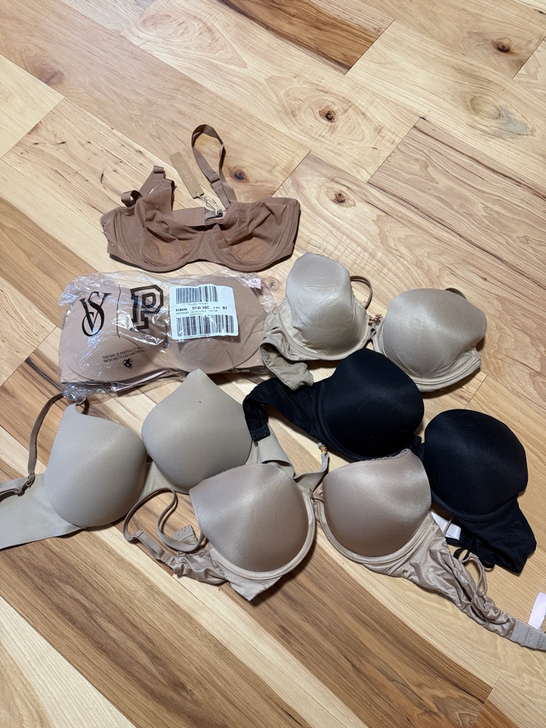Bundle Women's 34c Nude And Black T-Shirt Bras - Multi-Pack